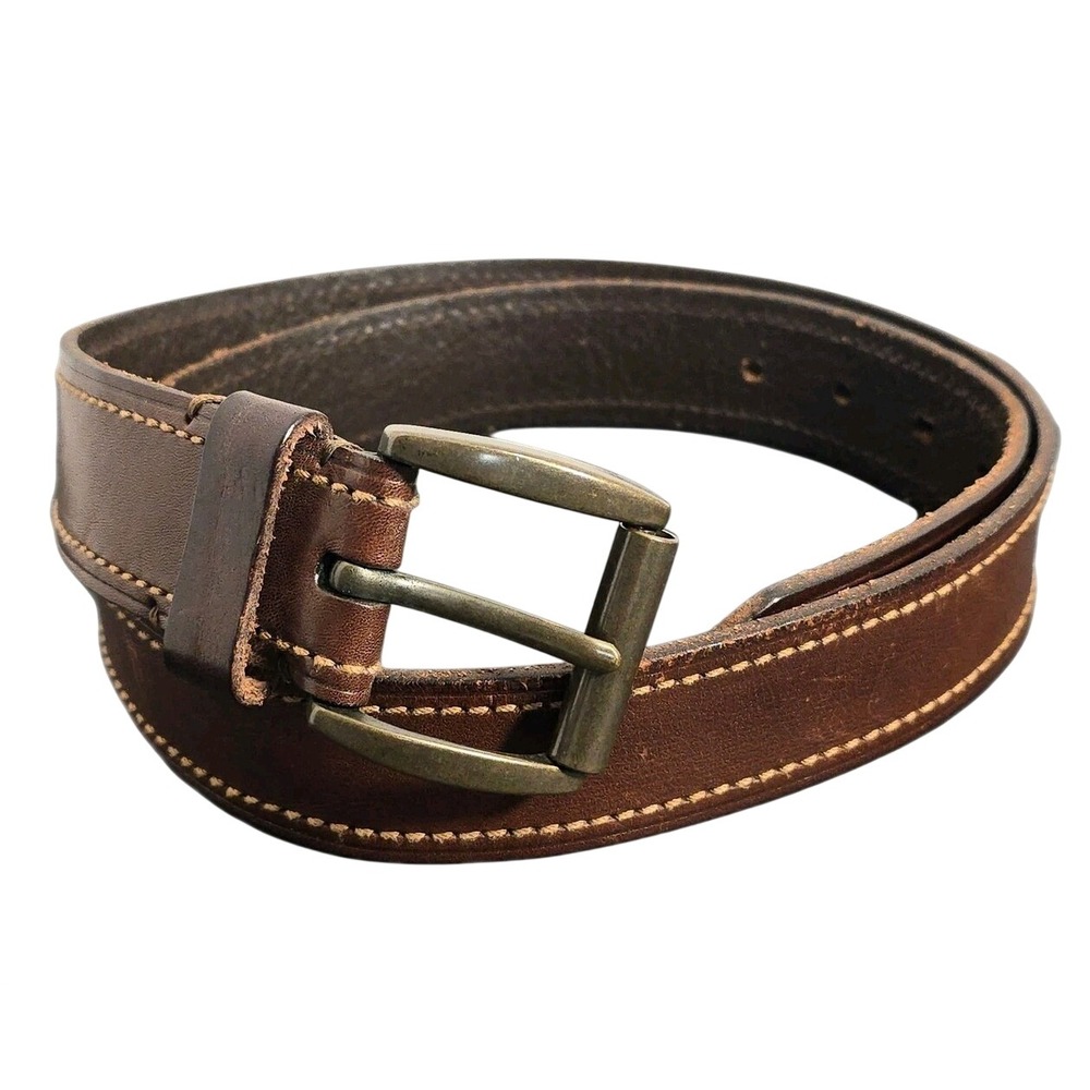 Daniel Cremieux Collection Mens Brown Leather Belt Size 38 Italian Full Grain